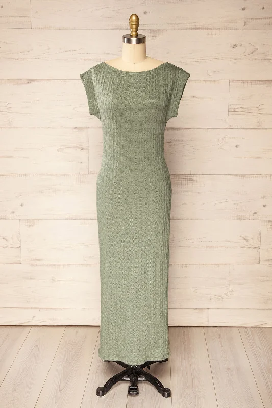 Midi dresses with ribbed textures for a unique and tactile appearanceSelana Sage | Knit Maxi Dress w/ Back Slit