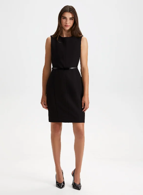 Midi dresses with ribbed textures for a unique and tactile appearanceSleeveless Belt Dress Midi dresses with ribbed textures for a unique and tactile appearanceSleeveless Belt Dress
