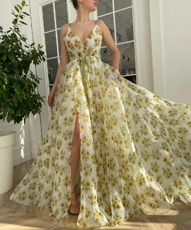 Midi dresses with abstract art prints for an artistic statementSunflower Organza Gown Midi dresses with abstract art prints for an artistic statementSunflower Organza Gown