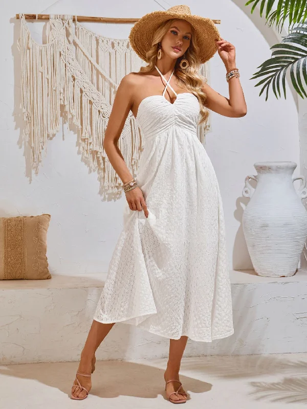 Midi dresses with wrap - around skirts for a customizable fitSwiss Dot Halter Neck Midi Dress Midi dresses with wrap - around skirts for a customizable fitSwiss Dot Halter Neck Midi Dress