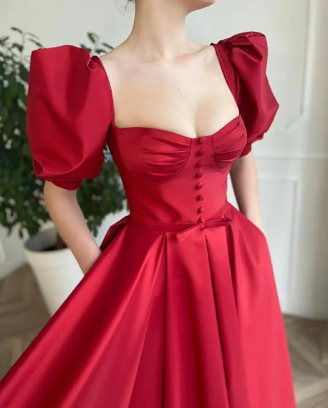 Midi dresses with tiered skirts for a bohemian festival lookTimeless Scarlet Dress