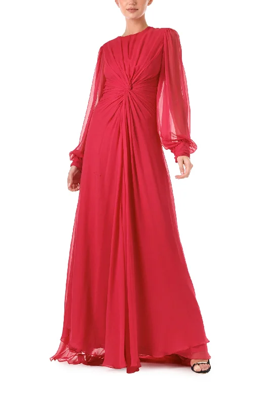 Plaid midi dresses for a fall - themed family gatheringTwist Front Long Sleeve Gown Plaid midi dresses for a fall - themed family gatheringTwist Front Long Sleeve Gown