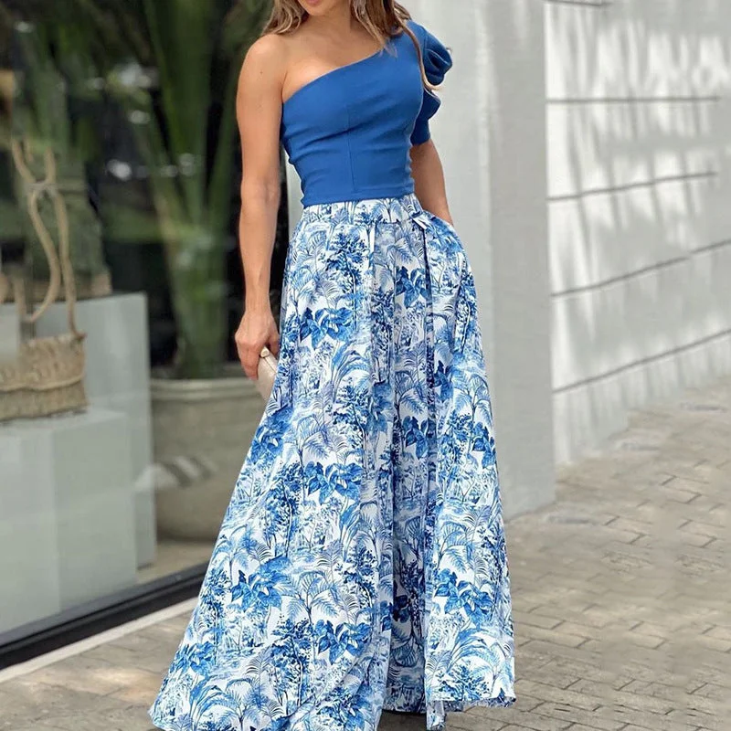 Maxi dresses with a halter neck for a stylish and sophisticated choice2022 New Fashion Women Floral Printing One Shoulder Tank Top and Maxi Skirt 2 Piece Set Dress Suit Maxi dresses with a halter neck for a stylish and sophisticated choice2022 New Fashion Women Floral Printing One Shoulder Tank Top and Maxi Skirt 2 Piece Set Dress Suit