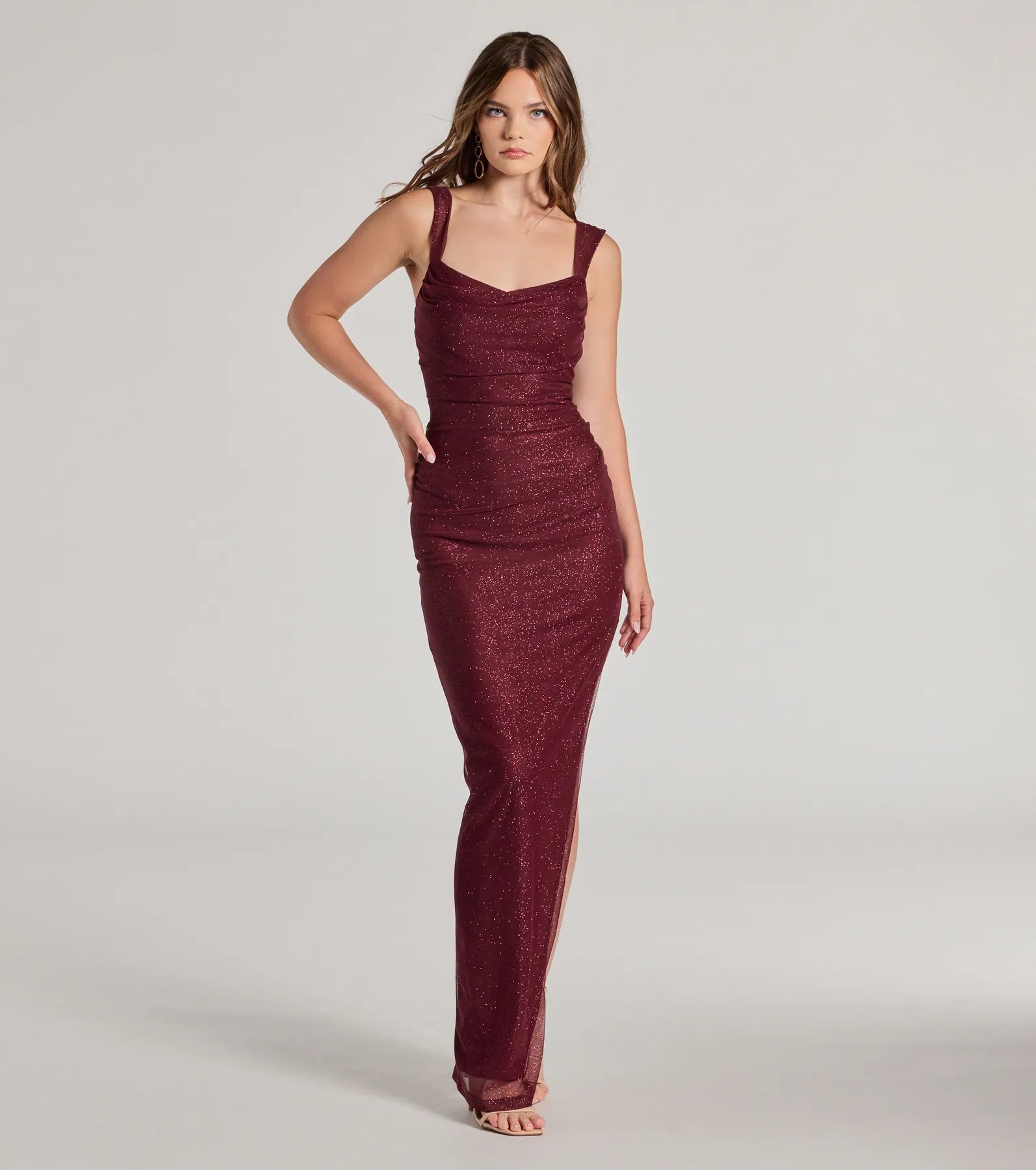 Sequined maxi dresses for formal evening galasAmora Glitter Mesh High Slit Formal Dress Sequined maxi dresses for formal evening galasAmora Glitter Mesh High Slit Formal Dress