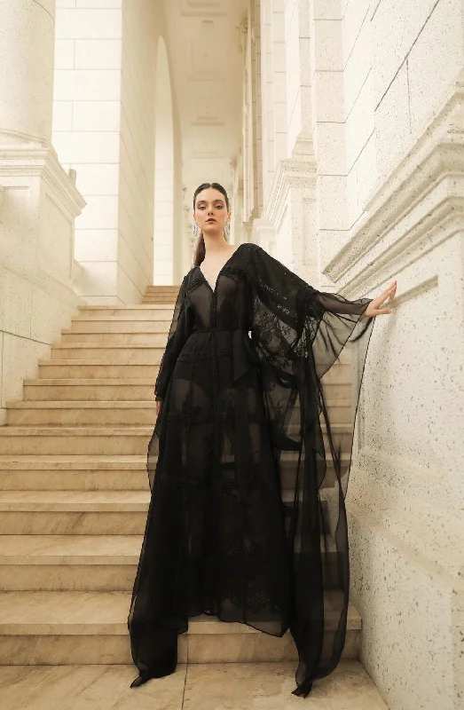 Maxi dresses with an asymmetric hem for a fashion - forward and eye - catching designAnnie Straight V-Neck Organza Maxi Dress