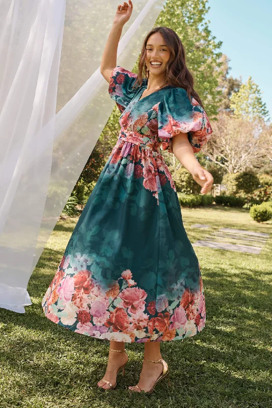 Plaid maxi dresses for fall fashion eventsDivine Maxi Dress In Emerald With Pink Multi Floral Print Plaid maxi dresses for fall fashion eventsDivine Maxi Dress In Emerald With Pink Multi Floral Print