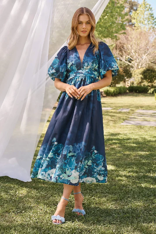 Maxi dresses with a halter neck for a stylish and sophisticated choiceDivine Maxi Dress In Navy With Sage Multi Floral Print Maxi dresses with a halter neck for a stylish and sophisticated choiceDivine Maxi Dress In Navy With Sage Multi Floral Print