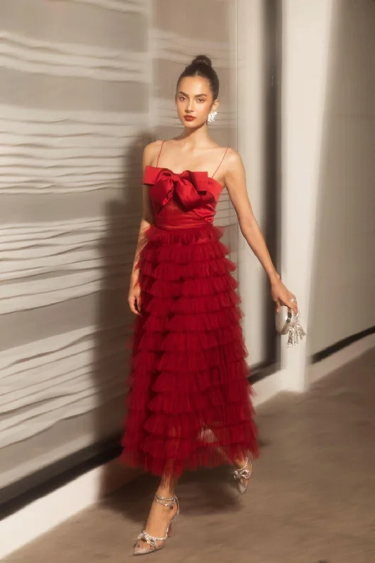 Maxi dresses with fringe trim for a bohemian vibeKravitz Layered Camisole Silk Ankle Length Dress