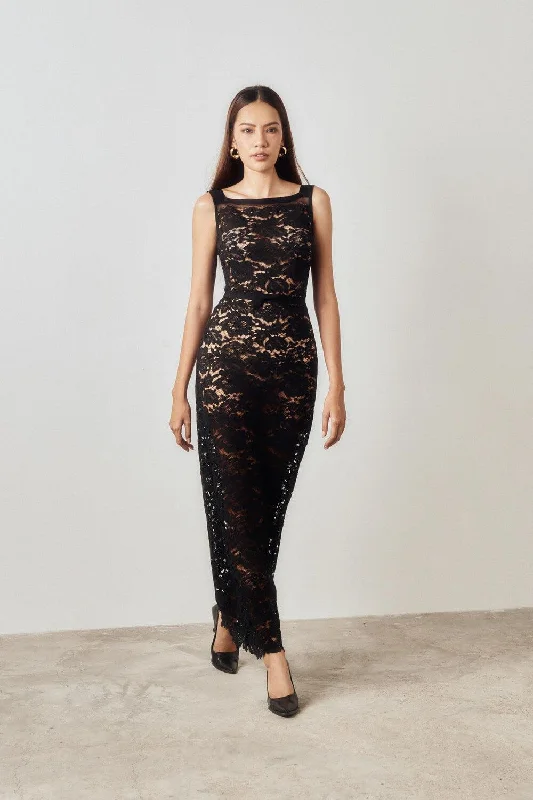 Maxi dresses with ribbed textures for a unique and tactile lookLee A-line Sleeveless Lace Ankle Length Dress Maxi dresses with ribbed textures for a unique and tactile lookLee A-line Sleeveless Lace Ankle Length Dress
