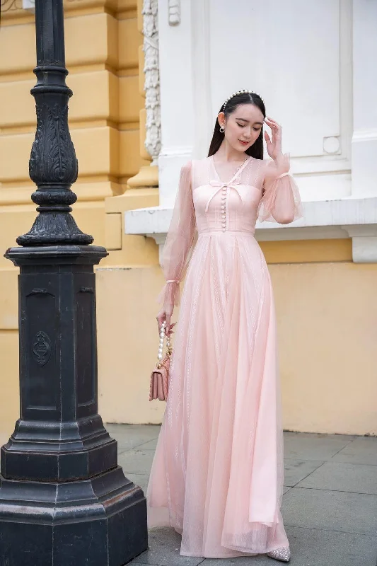 Maxi dresses with a cinched waist for a defined silhouetteLorence Gathered Poet Sleeved Mesh Sheer Maxi Dress Maxi dresses with a cinched waist for a defined silhouetteLorence Gathered Poet Sleeved Mesh Sheer Maxi Dress