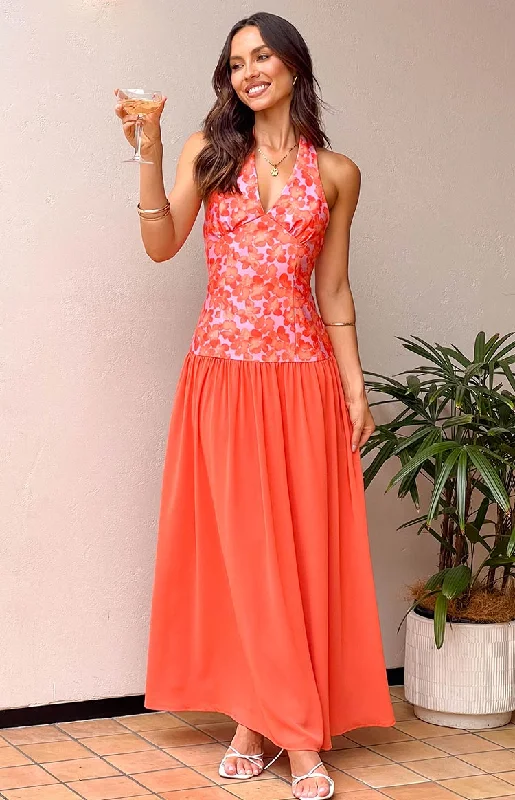 Printed maxi dresses with abstract patterns for an artistic lookRoxanne Orange Floral Maxi Dress Printed maxi dresses with abstract patterns for an artistic lookRoxanne Orange Floral Maxi Dress