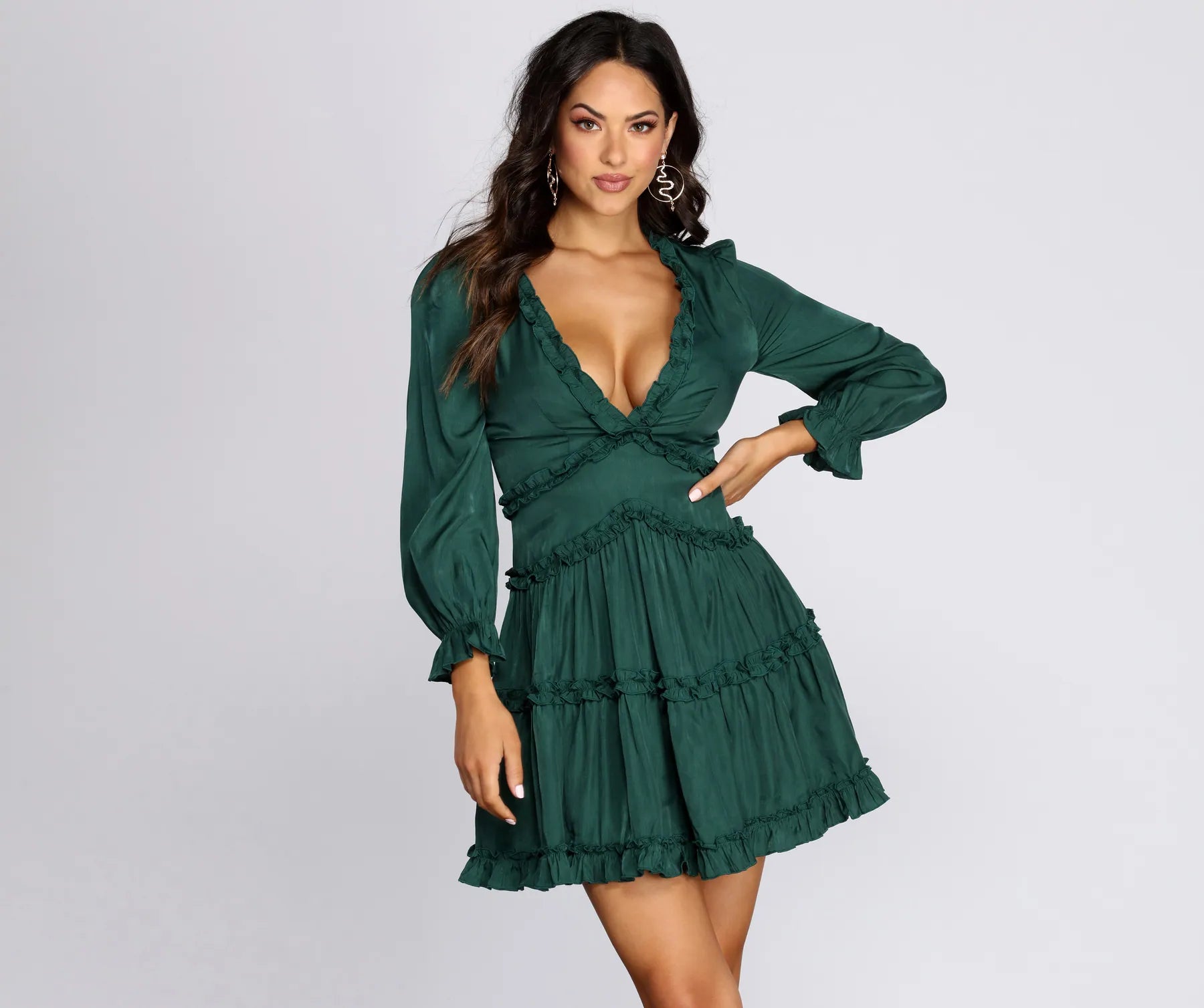 Metallic mini dresses for a glamorous eventAll Over Ruffled Skater Dress
