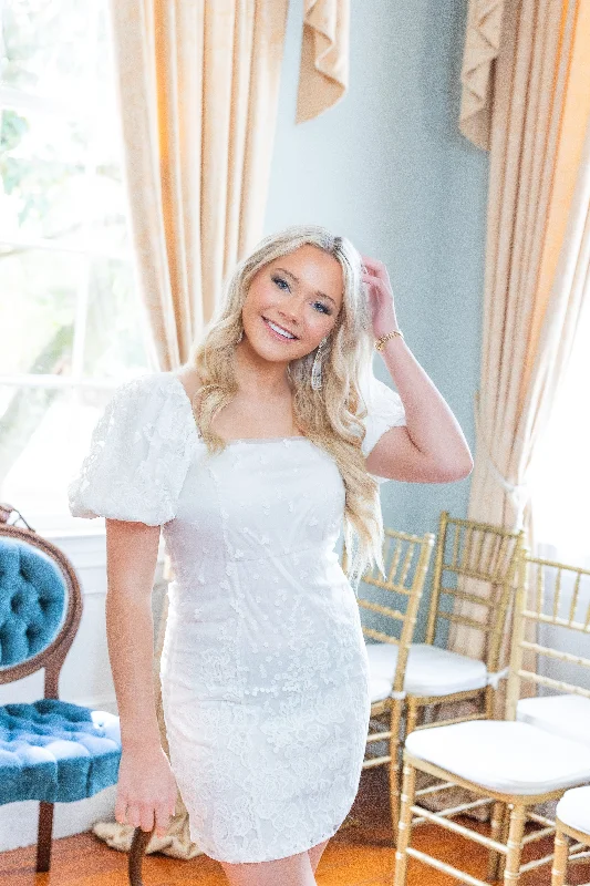 Mini dresses with cold - shoulder designsBubble Short Sleeve Organza Bridal Mini Dress by She + Sky Mini dresses with cold - shoulder designsBubble Short Sleeve Organza Bridal Mini Dress by She + Sky