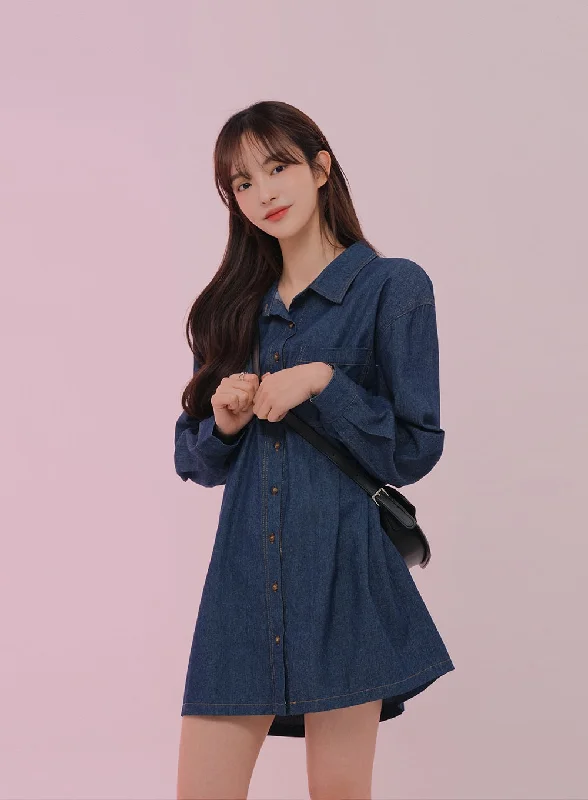 Mini dresses with spaghetti straps for a delicate lookDenim Mini Dress B1502