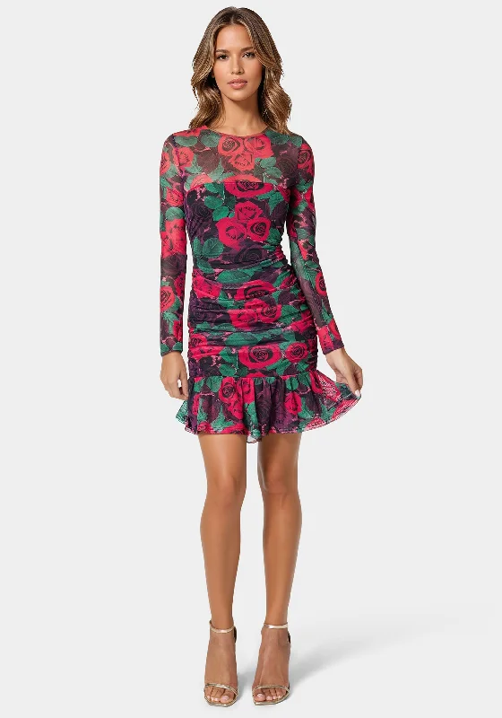 Mini dresses with geometric prints for a modern aestheticFlounce Mesh Longsleeve Mini Dress Mini dresses with geometric prints for a modern aestheticFlounce Mesh Longsleeve Mini Dress