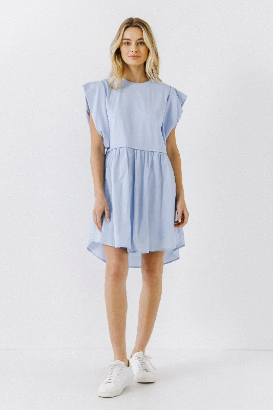 Mini dresses with button - down frontsMix Media Mini Dress