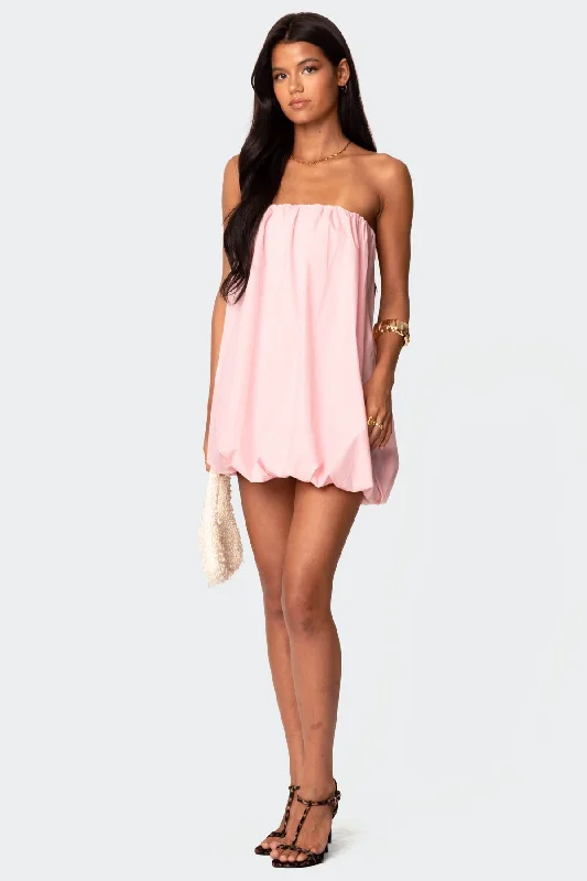 Plaid mini dresses for fall fashionMet Strapless Bubble Mini Dress