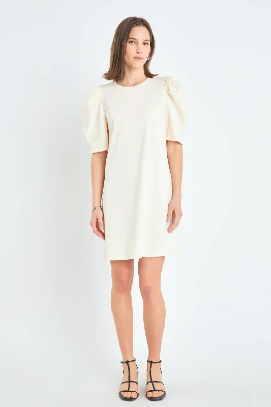 Mini dresses with geometric prints for a modern aestheticShort Puff Sleeve T Shirt Dress Mini dresses with geometric prints for a modern aestheticShort Puff Sleeve T Shirt Dress