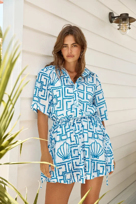 Animal print mini dresses for a bold statementTreasured Dreamer Mini Dress Blue