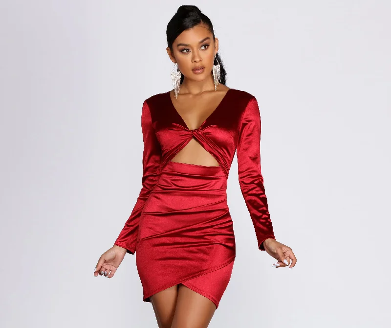 Plaid mini dresses for fall fashionTwist of Fate Satin Mini Dress