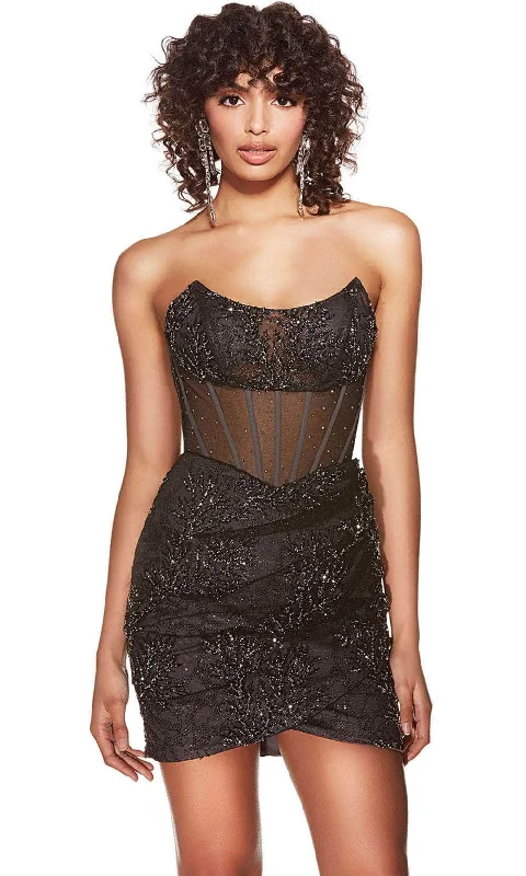Cocktail dresses with off - the - shoulder designs and beaded accentsAlyce Paris 4864 - Scoop Neck Sheer Corset Cocktail Dress Cocktail dresses with off - the - shoulder designs and beaded accentsAlyce Paris 4864 - Scoop Neck Sheer Corset Cocktail Dress