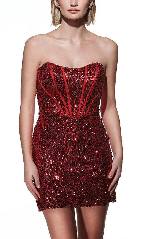 Cocktail dresses with a cut - out detail and a body - con fitAlyce Paris 4909 - Corset Bodice Strapless Neckline Cocktail Dress Cocktail dresses with a cut - out detail and a body - con fitAlyce Paris 4909 - Corset Bodice Strapless Neckline Cocktail Dress