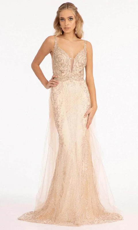 Formal dresses with wrap - around styles and beaded belts for a customized fitElizabeth K GL3069 - Sleeveless Embellished Evening Gown