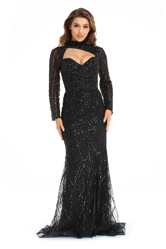 Sleeveless wedding guest dresses with ruffled hemsHigh Couture NR2247 Long Sleeve Formal Beaded Prom Gown Sleeveless wedding guest dresses with ruffled hemsHigh Couture NR2247 Long Sleeve Formal Beaded Prom Gown