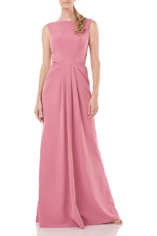 Bow - backed wedding guest dresses in silk for a luxurious feelKay Unger 5517445 Long Sleeveless Pleated Formal Dress