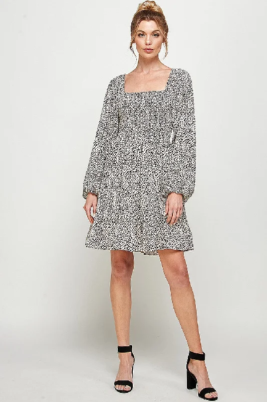 Velvet cocktail dresses with long sleeves for winter galasLong Sleeve Cheetah Print Smocked Short Dress Velvet cocktail dresses with long sleeves for winter galasLong Sleeve Cheetah Print Smocked Short Dress