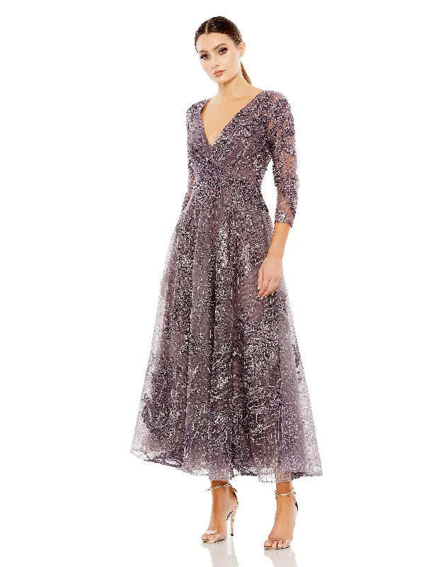 Mini cocktail dresses with a tiered ruffled skirt and a scoop neckMac Duggal 20336 Formal Long Sleeve Tea Length Dress Sale Mini cocktail dresses with a tiered ruffled skirt and a scoop neckMac Duggal 20336 Formal Long Sleeve Tea Length Dress Sale