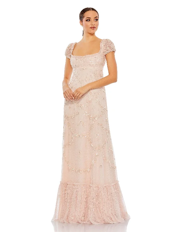 Wedding guest dresses with mesh panels and empire waistsMac Duggal 9194 Long Cap Sleeve Formal Dress Wedding guest dresses with mesh panels and empire waistsMac Duggal 9194 Long Cap Sleeve Formal Dress