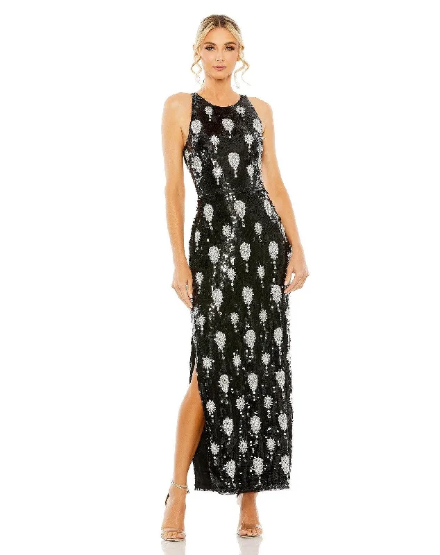 Wedding guest dresses with fringe accents for a bohemian - inspired weddingMac Duggal 93944 Long Sleeveless Floral Formal Gown Wedding guest dresses with fringe accents for a bohemian - inspired weddingMac Duggal 93944 Long Sleeveless Floral Formal Gown