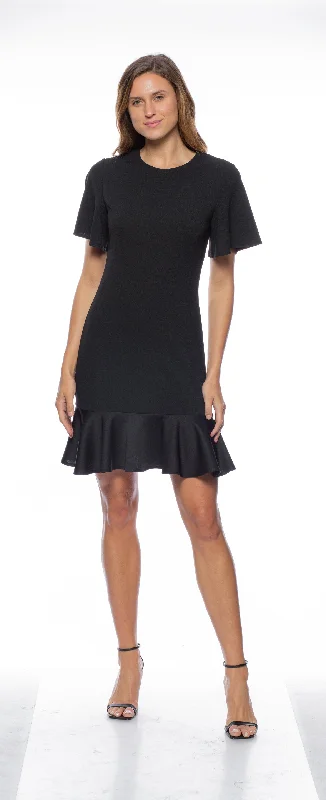 Metallic cocktail dresses with a halter neck for a glamorous occasionMarina Short Flutter Sleeve Ruffled Hem Sheath Dress Metallic cocktail dresses with a halter neck for a glamorous occasionMarina Short Flutter Sleeve Ruffled Hem Sheath Dress