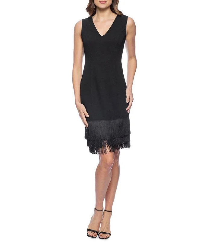 Strapless cocktail dresses with a sweetheart neckline and a full skirtMarina Short Fringe Trim Sleeveless Dress Strapless cocktail dresses with a sweetheart neckline and a full skirtMarina Short Fringe Trim Sleeveless Dress