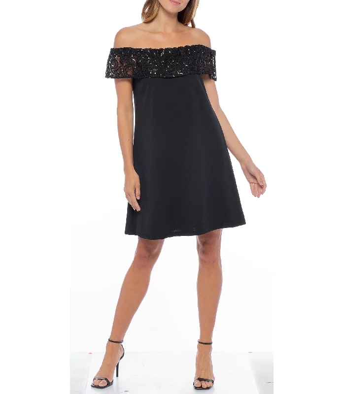 Cocktail dresses with cold - shoulder designs in a lightweight fabricMarina Short Off Shoulder Sequin Lace Dress Cocktail dresses with cold - shoulder designs in a lightweight fabricMarina Short Off Shoulder Sequin Lace Dress