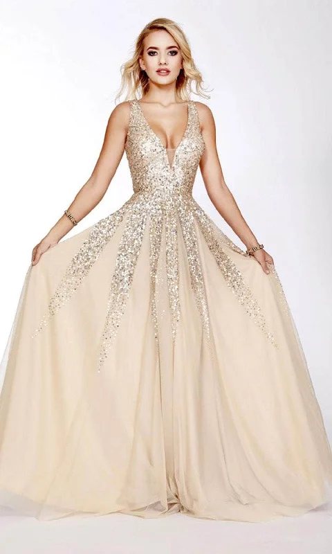 Prom dresses with one - shoulder designs and feather accents for a bold statementShail K - 12207 Sleeveless Sequin Embellished Prom Gown