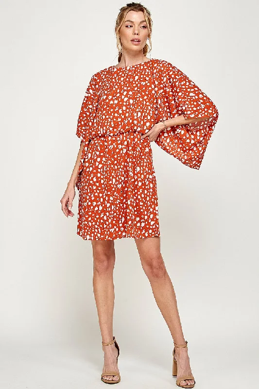 Sheer cocktail dresses with a lining and a short hemShort Printed Dress
