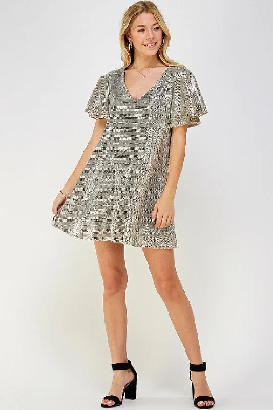Geometric - printed cocktail dresses with a long - sleeve optionShort Ruffle Sleeve Snake Print Flare Dress Geometric - printed cocktail dresses with a long - sleeve optionShort Ruffle Sleeve Snake Print Flare Dress