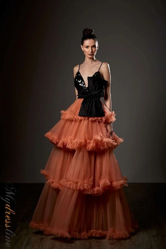 Formal dresses with off - the - shoulder sleeves and rhinestone accents for a sophisticated promZiad Germanos ZG61 Formal dresses with off - the - shoulder sleeves and rhinestone accents for a sophisticated promZiad Germanos ZG61