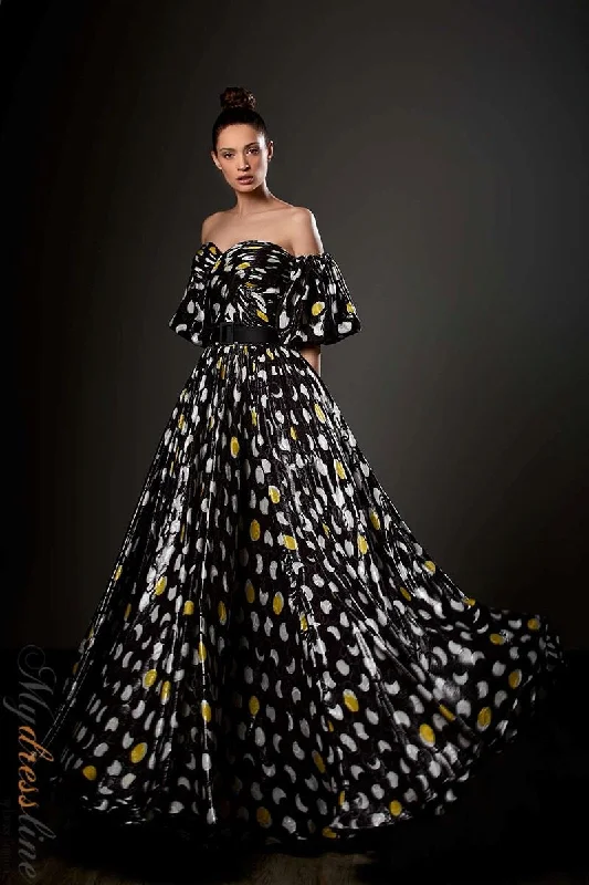 Formal dresses with off - the - shoulder sleeves and rhinestone accents for a sophisticated promZiad Germanos ZG77 Formal dresses with off - the - shoulder sleeves and rhinestone accents for a sophisticated promZiad Germanos ZG77