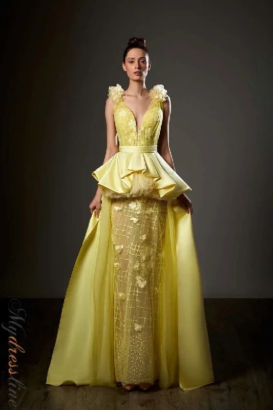 Formal dresses with asymmetric ruffled hems and high - low designs for a fashion - forward and dynamic appearanceZiad Germanos ZG81 Formal dresses with asymmetric ruffled hems and high - low designs for a fashion - forward and dynamic appearanceZiad Germanos ZG81