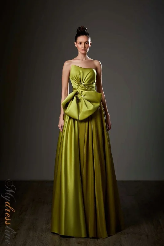 Tea - length formal dresses with lace trim for a semi - formal promZiad Germanos ZG88