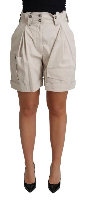 Elastic Waist Women Shorts for Easy Wear and ComfortDolce & Gabbana Chic High Waist Pleated Women's Shorts Elastic Waist Women Shorts for Easy Wear and ComfortDolce & Gabbana Chic High Waist Pleated Women's Shorts