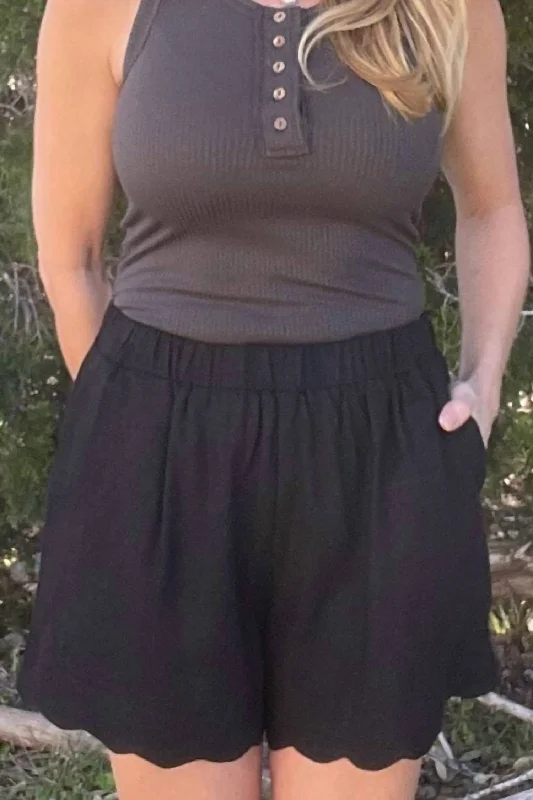 Belted Women Shorts to Enhance the WaistlineLinen Elastic Waistband Shorts In Black