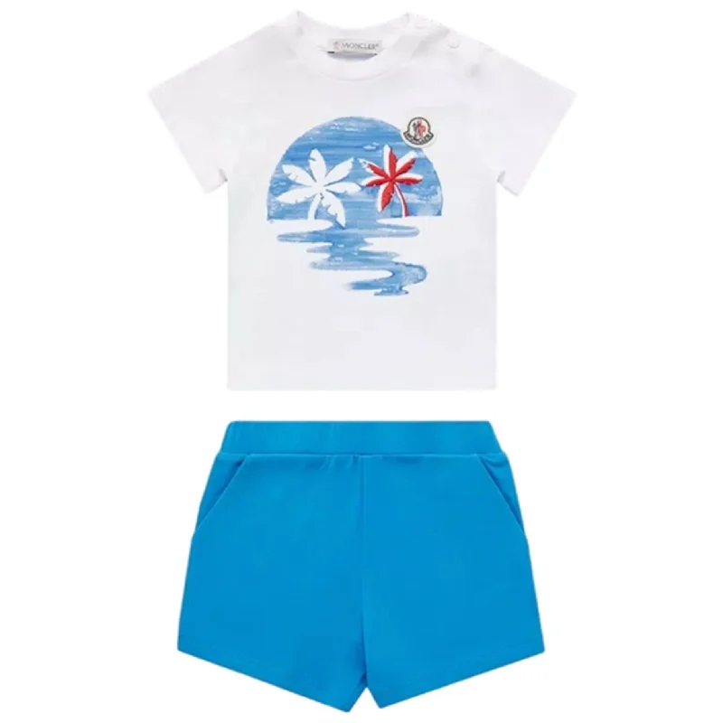 Bermuda Women Shorts for a Classic and Sophisticated LookMoncler T-Shirt and Shorts Set Optical White & Blue Bermuda Women Shorts for a Classic and Sophisticated LookMoncler T-Shirt and Shorts Set Optical White & Blue