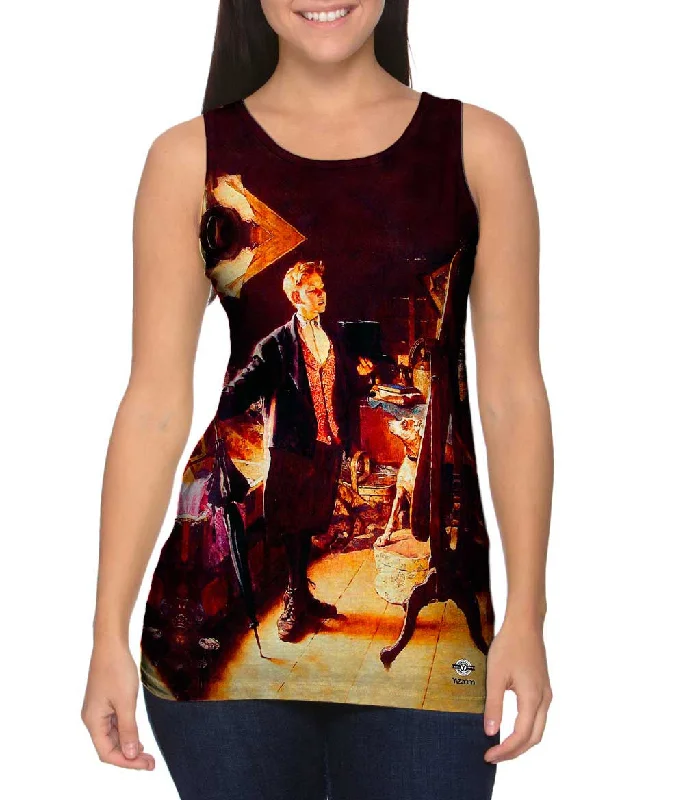 Scoop Neck Women's Linen Blend Tank Tops for SummerNorman Rockwell - "Top Hat and Tails" (1923) Scoop Neck Women's Linen Blend Tank Tops for SummerNorman Rockwell - "Top Hat and Tails" (1923)