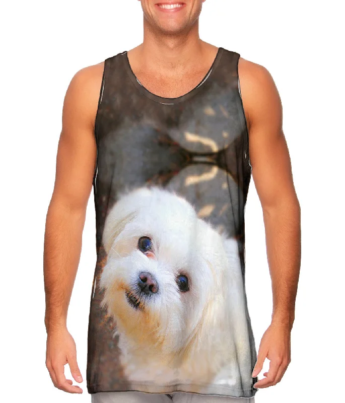 Halter Neck Women's Modal Blend Tank Tops for ComfortObedient White Maltese