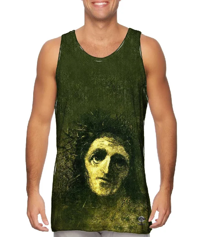 High - Neck Women's Silk Blend Tank Tops for a Luxurious FeelOdilon Redon - "Christ" (1887) High - Neck Women's Silk Blend Tank Tops for a Luxurious FeelOdilon Redon - "Christ" (1887)