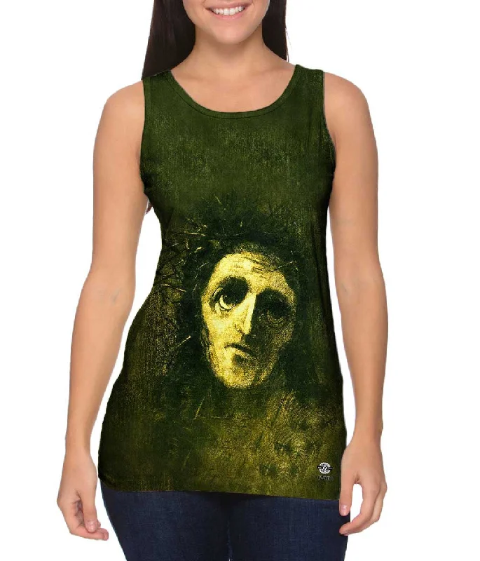 Women's Longline Tank Tops with Abstract PrintsOdilon Redon - "Christ" (1887)